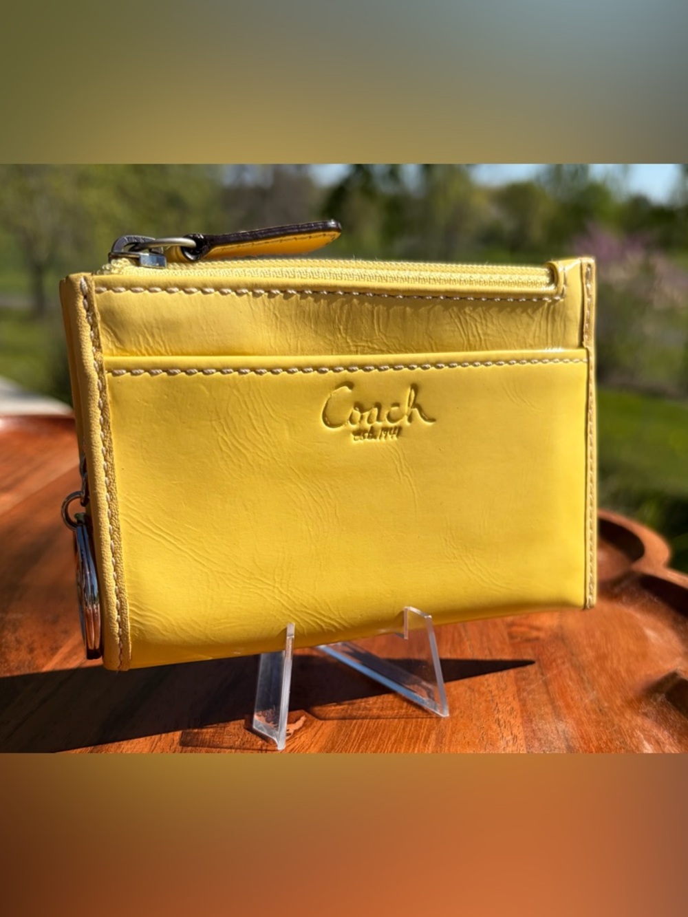 Coach Patent Leather Zip Up Coin Purse - Picture 2 of 11